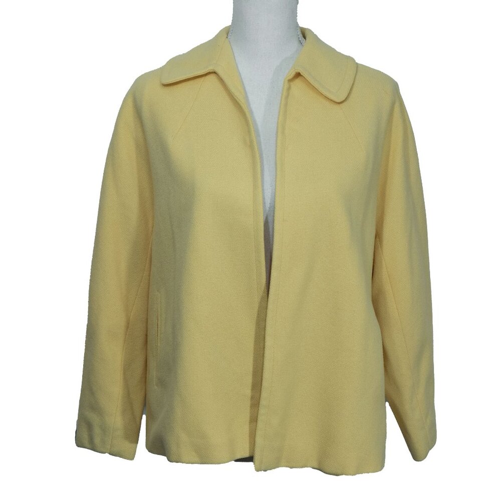 Vintage 60s Butter Yellow Jacket Bataldi Lambs Wool Swing Coat Union Made Boxy